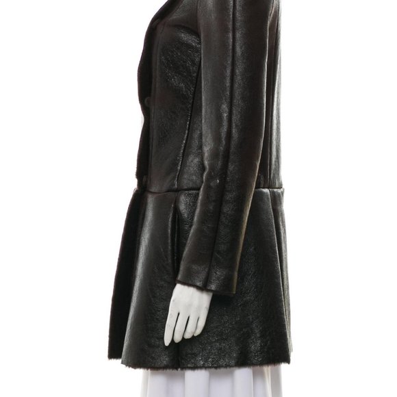 MIU MIU BROWN SHEARLING LEATHER COAT - Picture 4 of 6